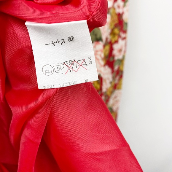 Mason Gray Silk Red Floral Fit Flare Dress Small - Picture 7 of 7